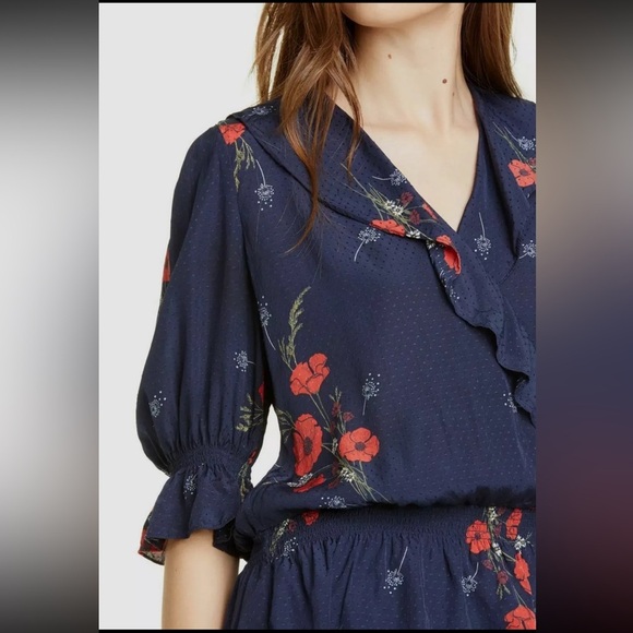 Joie Ottoline Floral-Print Embroidered Top Sz S - Picture 2 of 16